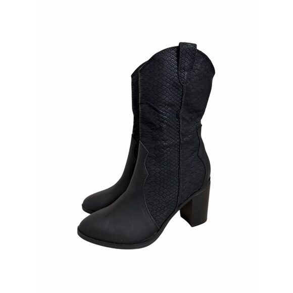 Mia Cindy Embossed Western Cowboy Boot in Black Python Size 8 NEW - Picture 3 of 7